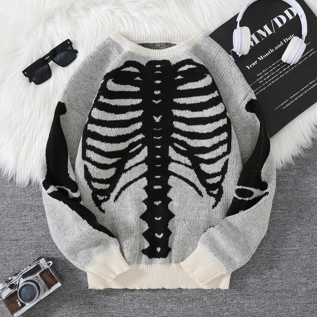 Skeleton Graphic Crewneck Sweater