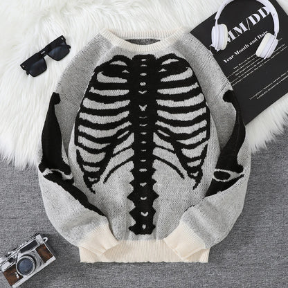 Skeleton Graphic Crewneck Sweater