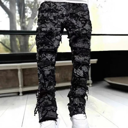 Urban Bandana Print Distressed Jeans