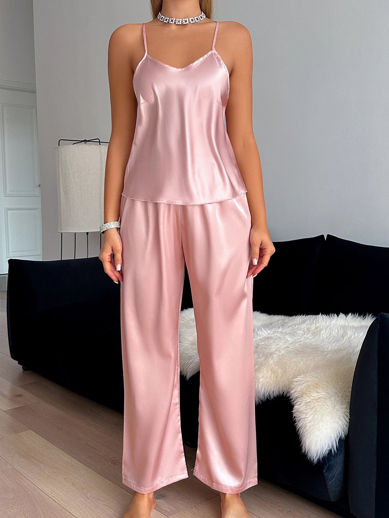 Pink Pearl Satin Nightwear Set
