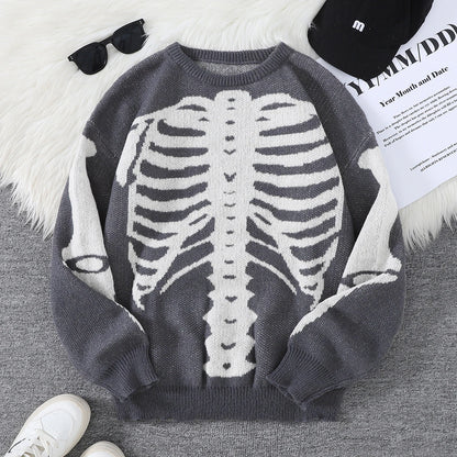 Skeleton Graphic Crewneck Sweater