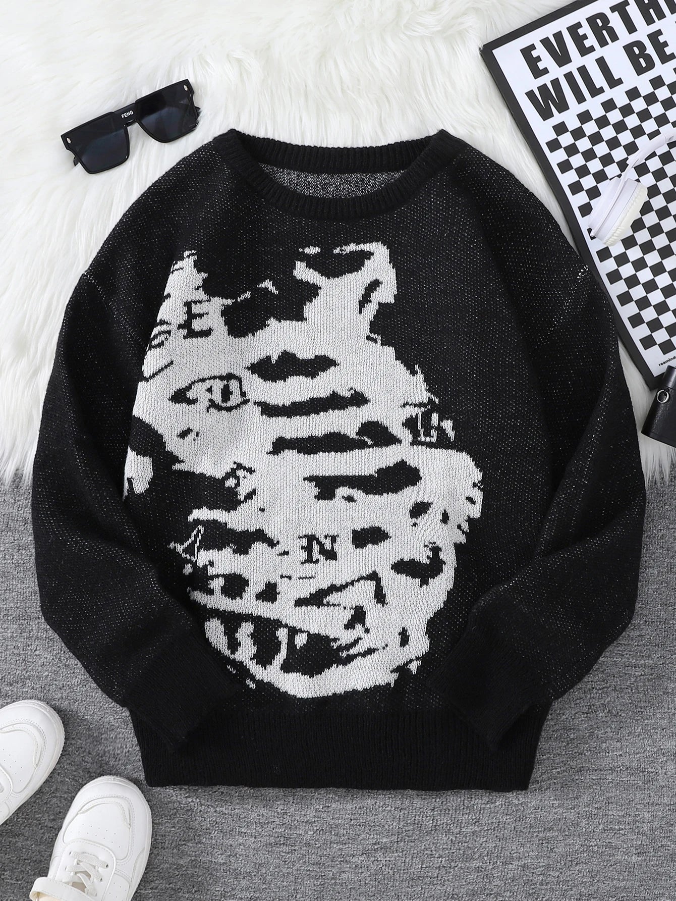 Monochrome Skeleton Art Sweater