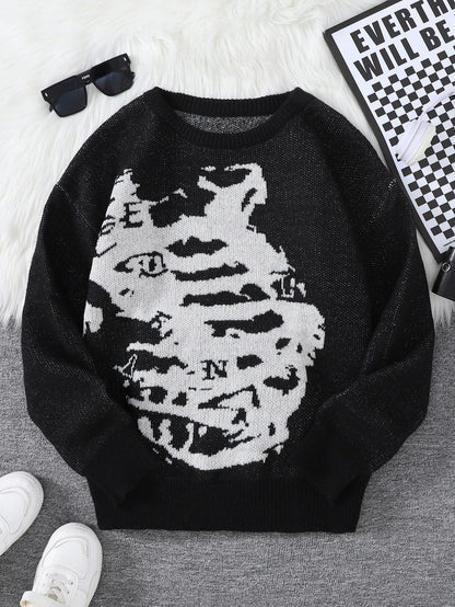 Monochrome Skeleton Art Sweater