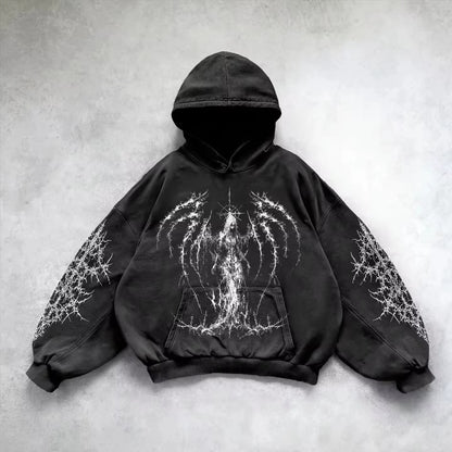 Hoodie Gothic Wings Black