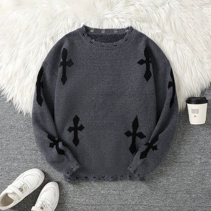 Gothic Cross Oversized Sweater