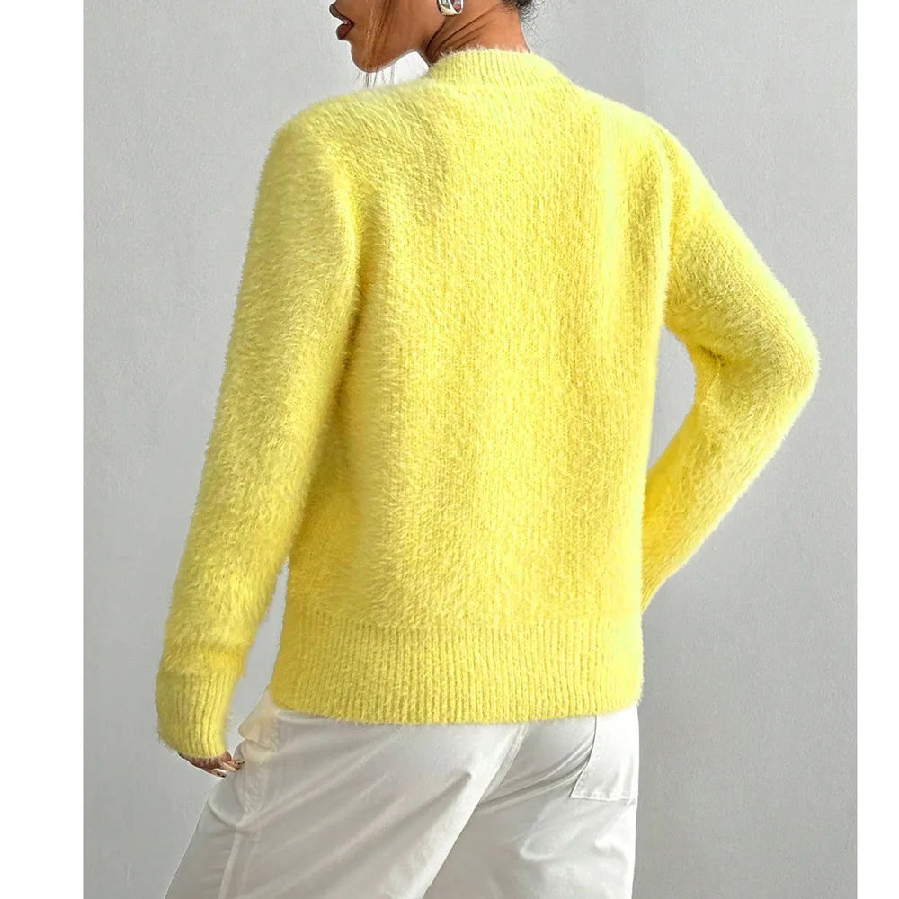 Lemon Blossom Fuzzy Cardigan