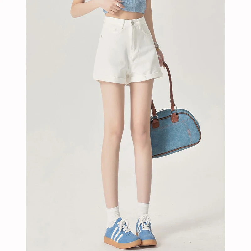 Summer White Roll-Up Shorts