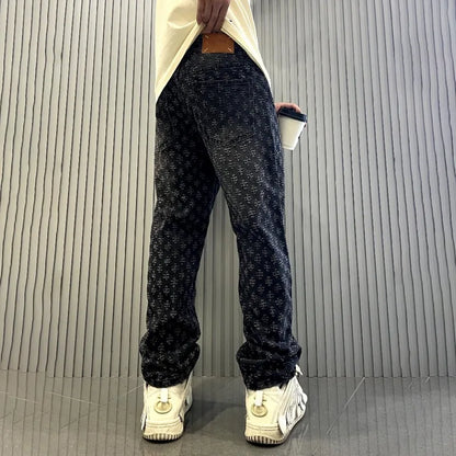 Luxury Pattern Washed Denim Jeans