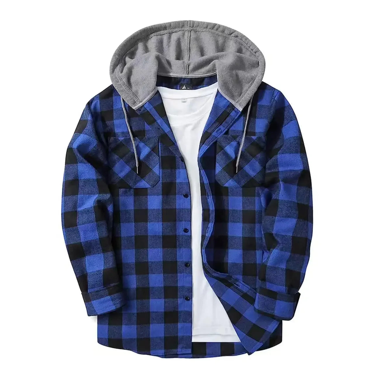 Jacket Hooded Plaid Style