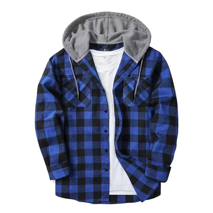 Jacket Hooded Plaid Style