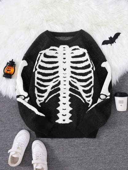 Skeleton Graphic Crewneck Sweater
