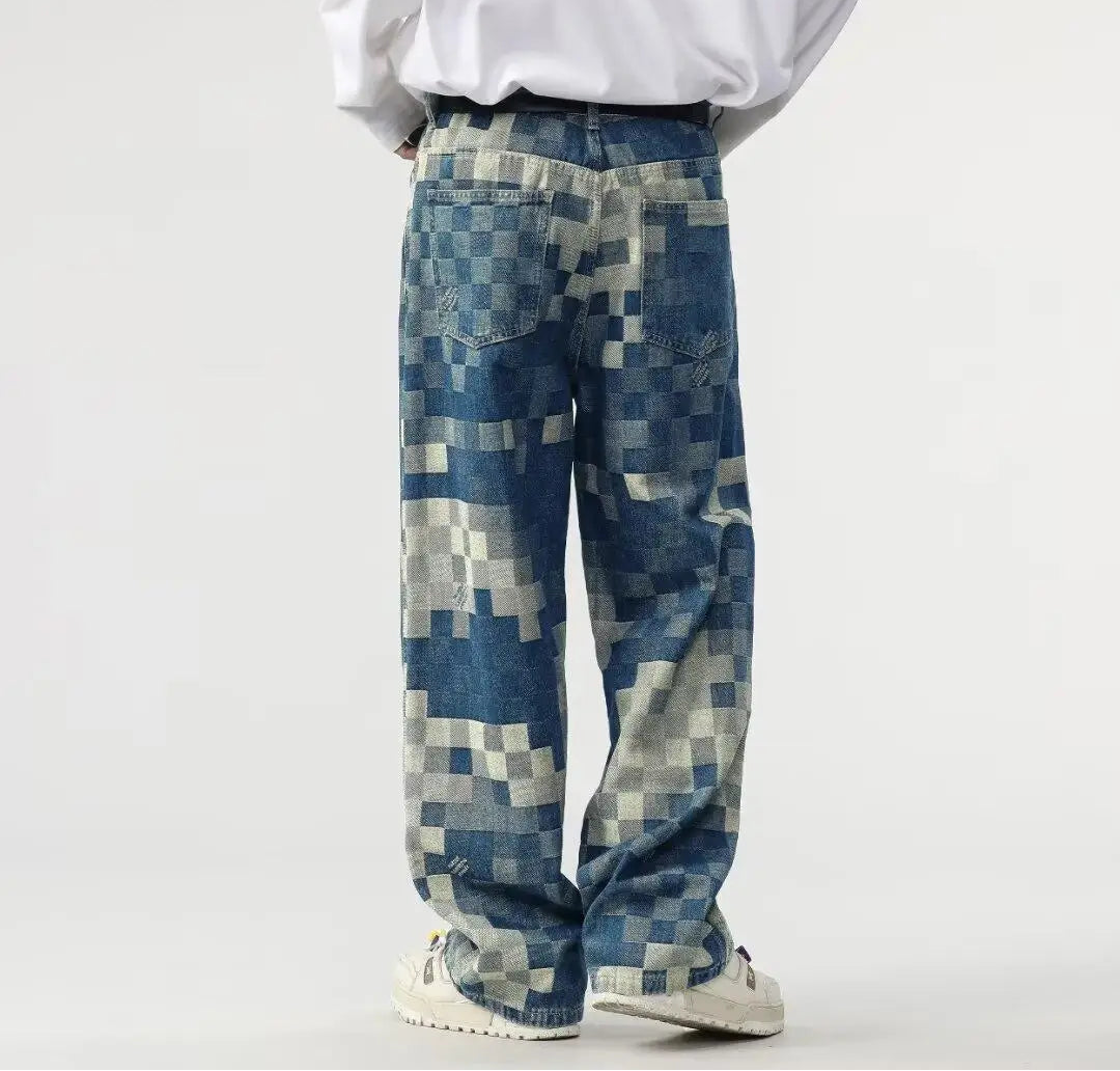 Retro Mosaic Wide-Leg Jeans
