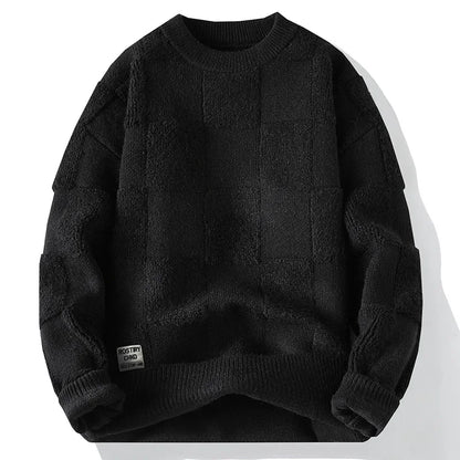 Forest Green Textured Crewneck Sweater