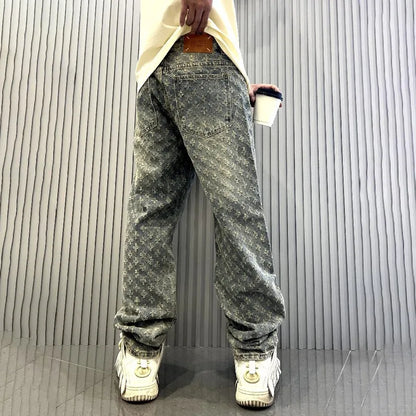 Luxury Pattern Washed Denim Jeans