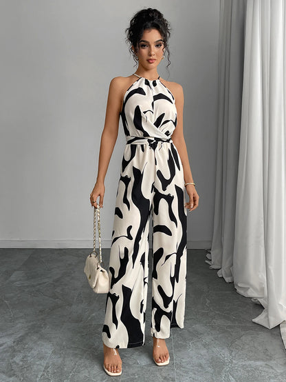 Abstract Chic Halter Jumpsuit