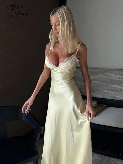 Elegant Spaghetti Strap Satin Dress