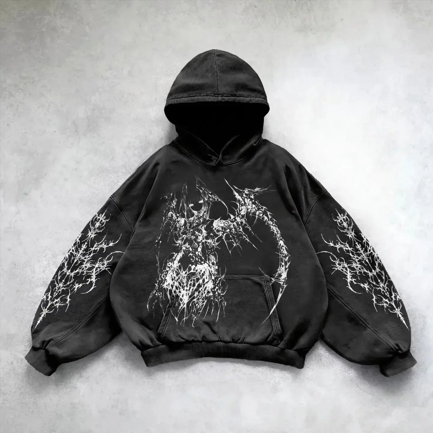Hoodie Gothic Wings Black