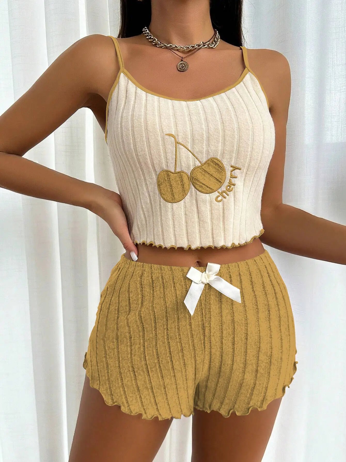 Cozy Lavender Cherry Pajama Set