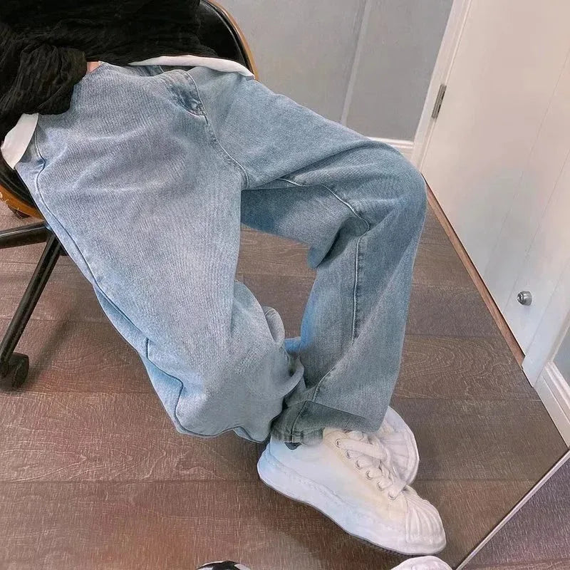 Vintage Cross Print Loose Fit Jeans
