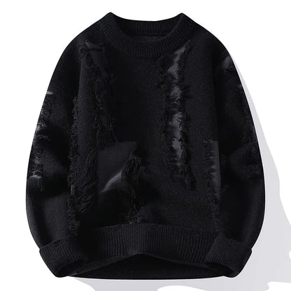 Crimson Slash Distressed Sweater