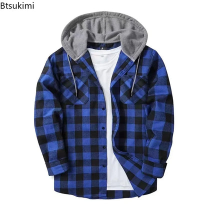 Jacket Hooded Plaid Style