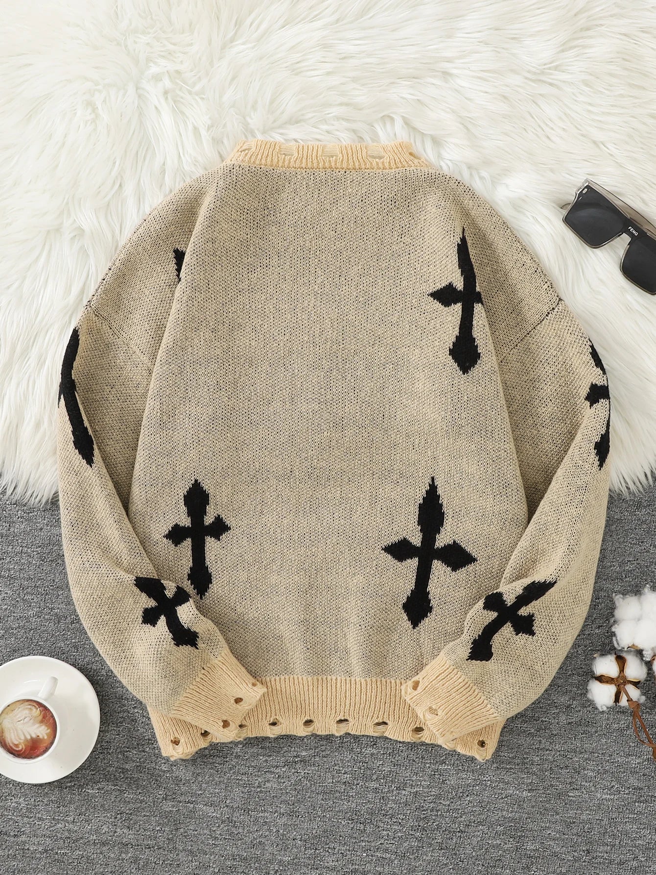Gothic Cross Oversized Sweater