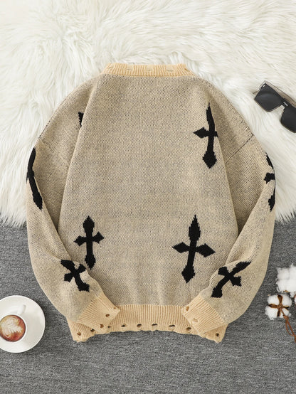 Gothic Cross Oversized Sweater