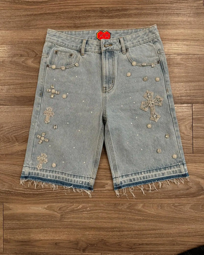 Short Jean Cross Crystal
