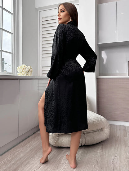 Luxury Black Satin Lounge Robe