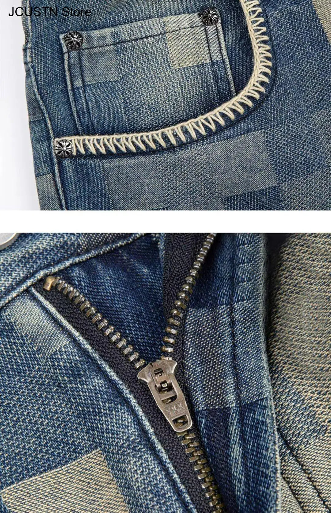 Retro Mosaic Wide-Leg Jeans