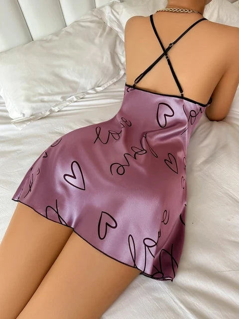 Love Script Satin Nightdress