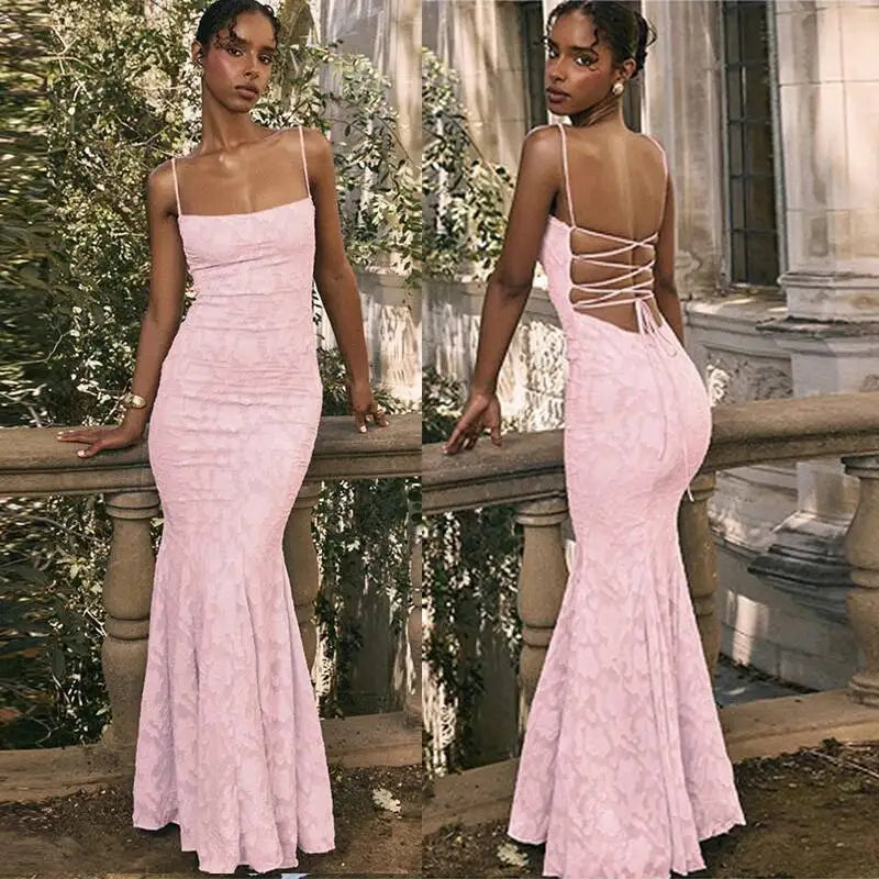 Women's Elegant Spaghetti Strap Formal Dress