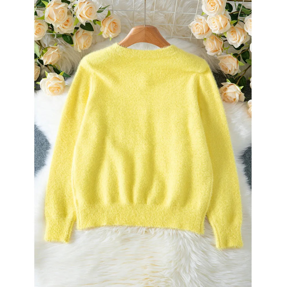 Lemon Blossom Fuzzy Cardigan
