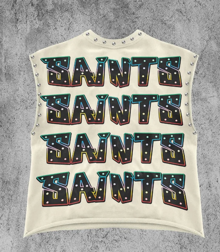 Men and women Y2k personalized trendy retro cotton sleeveless vest summer street punk beach style casual daily versatile top