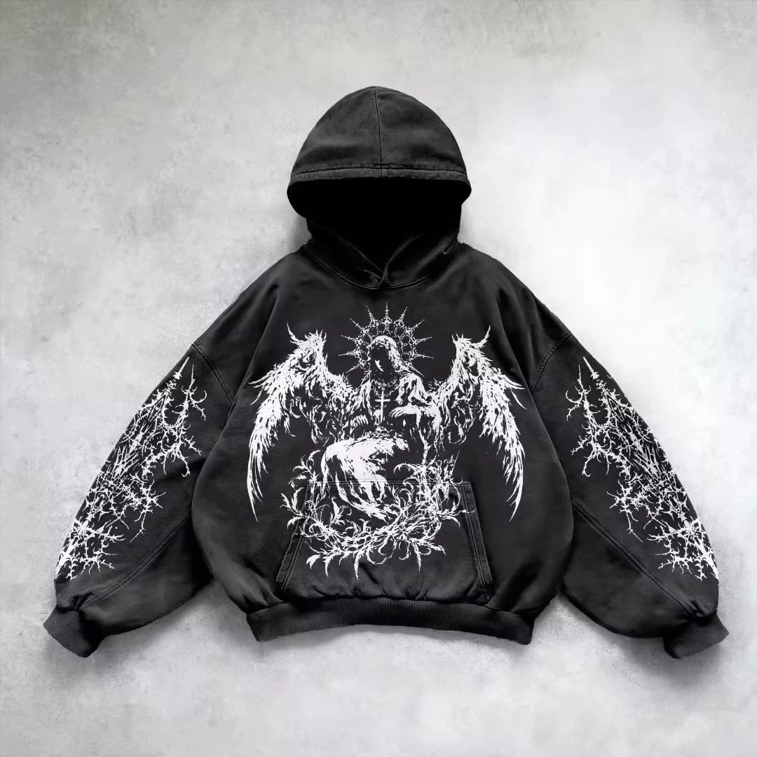 Hoodie Gothic Wings Black