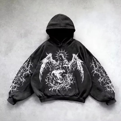Hoodie Gothic Wings Black
