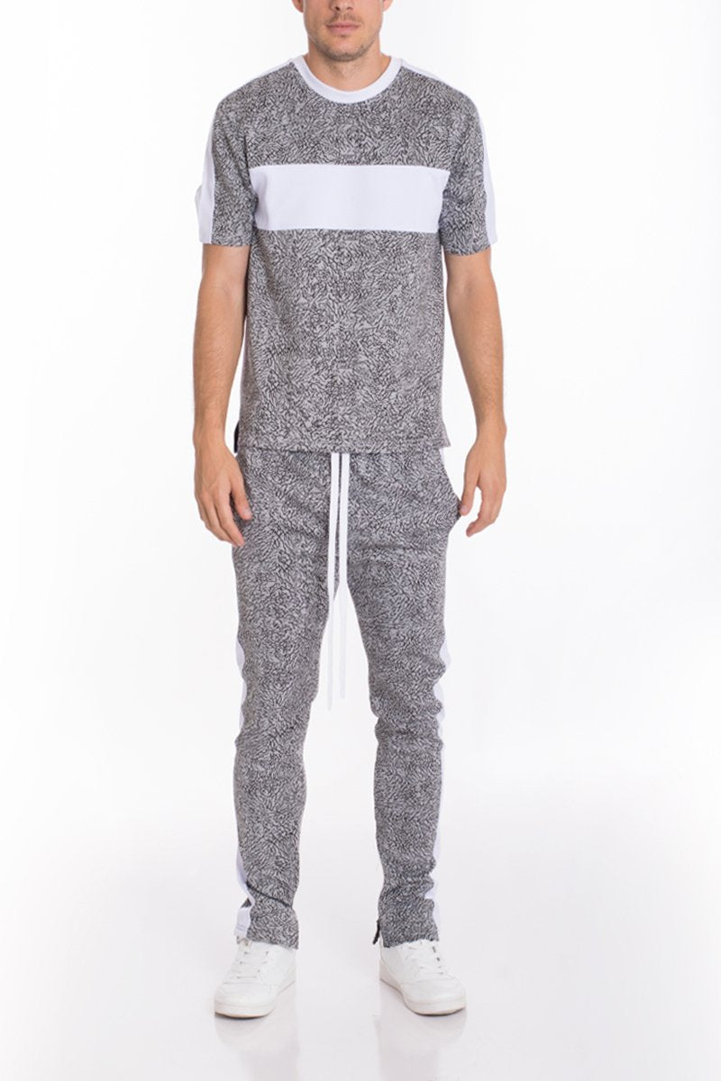 Print Track Pants with Side Stripe Streetwear Pants Skinny Fit