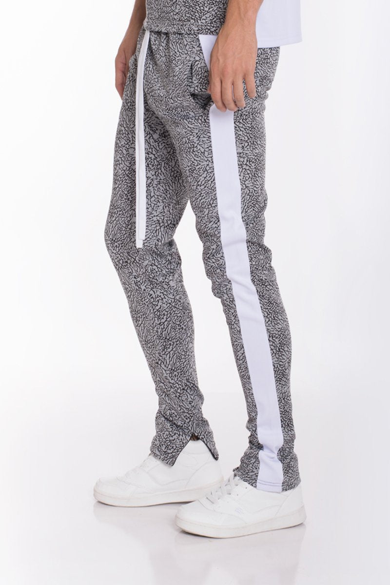 Print Track Pants with Side Stripe Streetwear Pants Skinny Fit