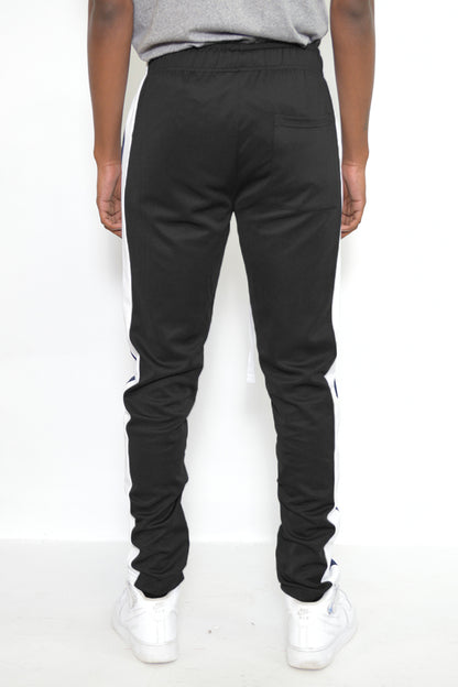 SLIM FIT TRACK PANTS- BLACK/ WHITE