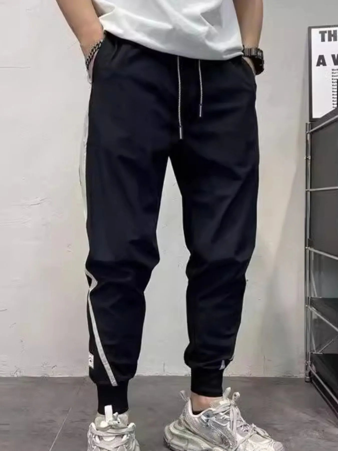 Men's Plus Size Drawstring Contrast Joggers